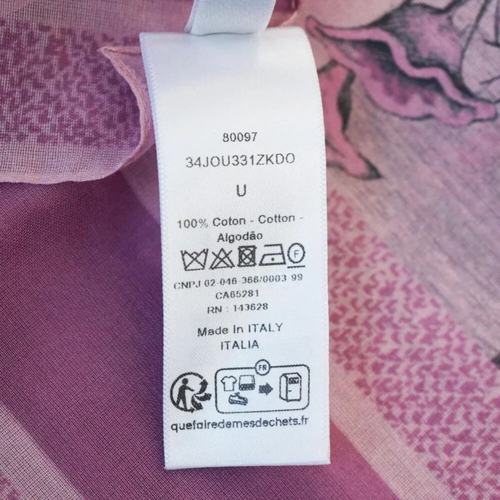 Dior Scarf Shawl Large Elephant Tiger Flower Pink